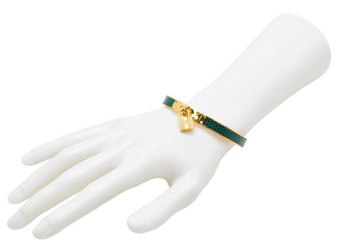 Bracciale Kelly di Hermès con motivo a lucchetto D'oro Verde - vista 7