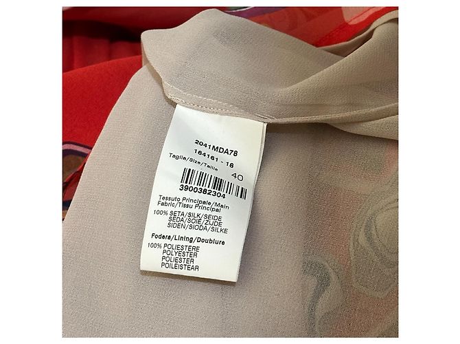 Abito Midi in Seta Floreale Msgm Rosso Multicolore - vista 8