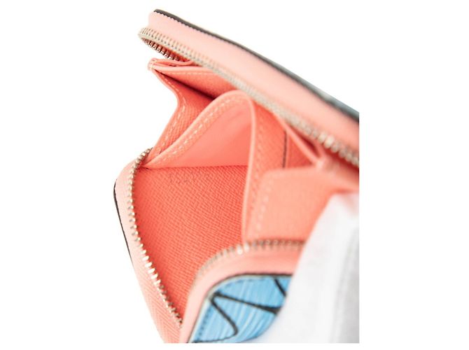 Louis Vuitton Epi Aqua Pattern Zippy Coin Purse Pink Blue - view 6