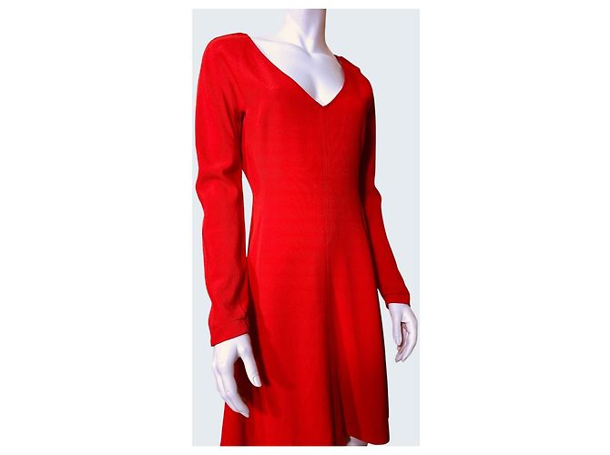 Diane Von Furstenberg Vestido de Paneles con Escote en V Rojo Naranja Roja - vista 2