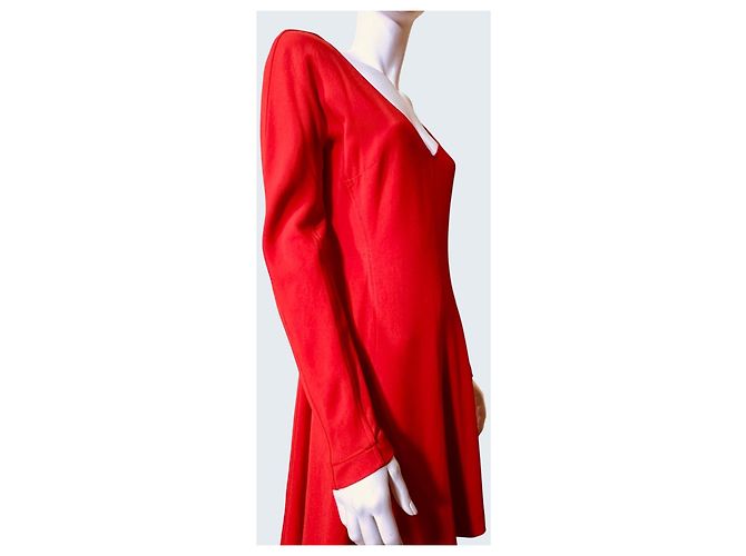 Diane Von Furstenberg Vestido de Paneles con Escote en V Rojo Naranja Roja - vista 3