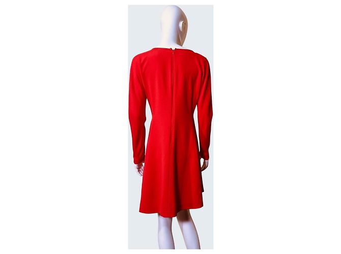 Diane Von Furstenberg Vestido de Paneles con Escote en V Rojo Naranja Roja - vista 4