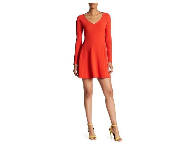 Diane Von Furstenberg Vestido de Paneles con Escote en V Rojo Naranja Roja - vista 5