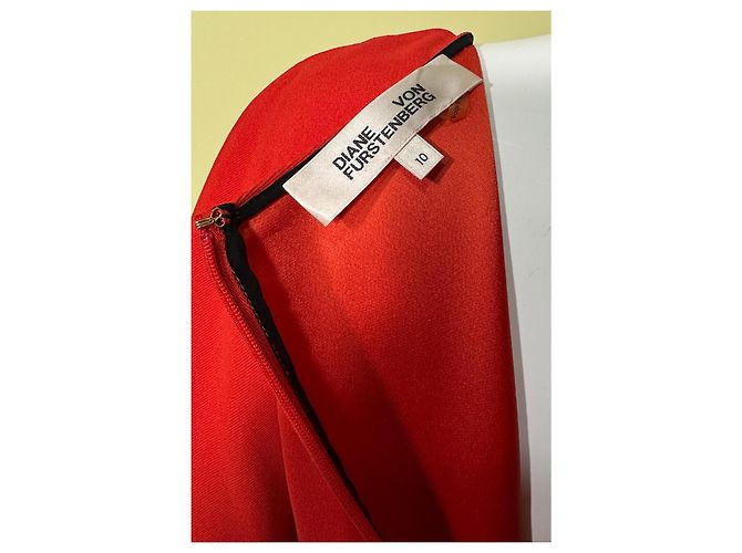 Diane Von Furstenberg Vestido de Paneles con Escote en V Rojo Naranja Roja - vista 6