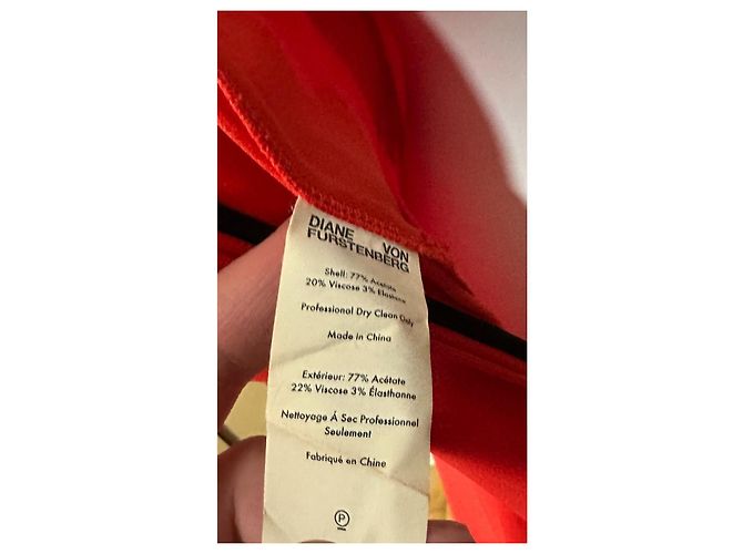 Diane Von Furstenberg Vestido de Paneles con Escote en V Rojo Naranja Roja - vista 7