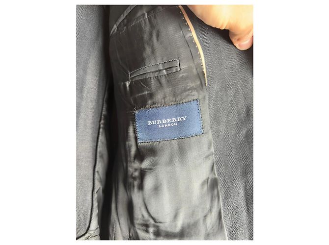 Blazer in lino a spina di pesce grigio per uomo Burberry - vista 2