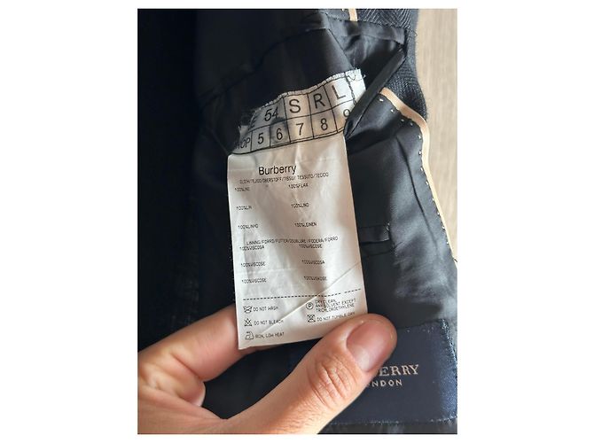 Blazer in lino a spina di pesce grigio per uomo Burberry - vista 3