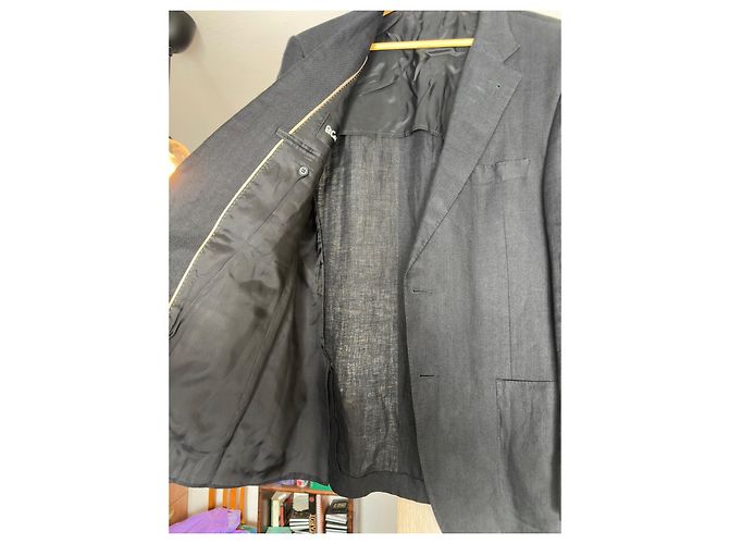 Blazer in lino a spina di pesce grigio per uomo Burberry - vista 7