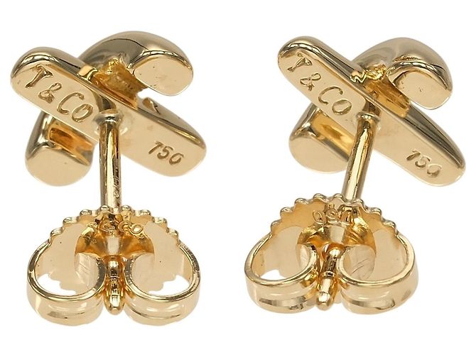 Orecchini a perno in oro giallo 18K con cucitura a croce Tiffany & Co. - vista 3