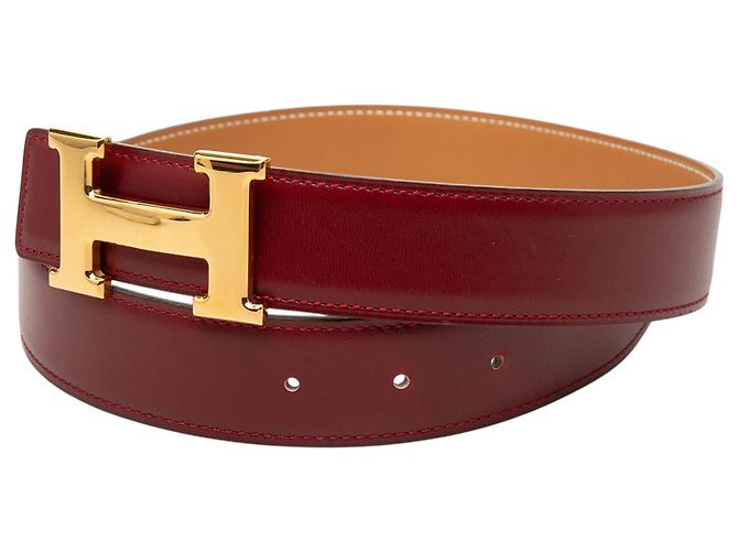 Cinturón Constance de ternera roja Hermès Burdeos - vista 2