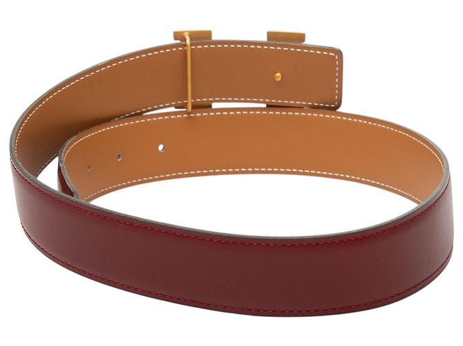 Cinturón Constance de ternera roja Hermès Burdeos - vista 3