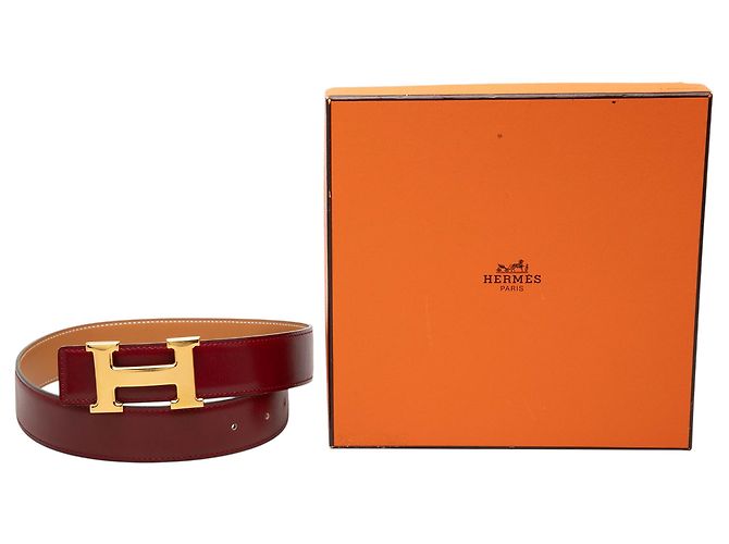 Cinturón Constance de ternera roja Hermès Burdeos - vista 7
