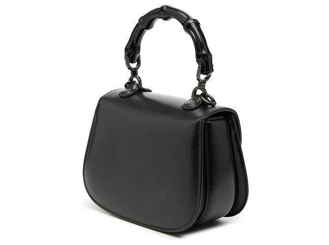 Bamboo Borsa Gucci Mini in pelle di vitello nera 1947 con manico in bambù Nero - vista 2