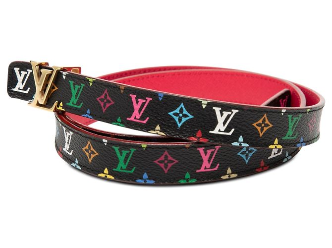 Cintura Louis Vuitton Monogram Multicolore LV Initiales Nera Nero - vista 2