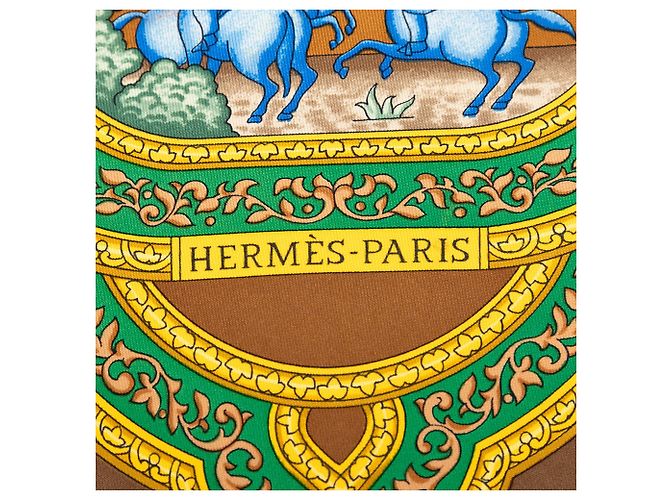 Bufanda de seda Qalamdan marrón de Hermès - vista 3