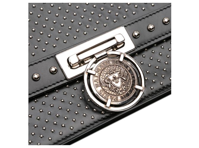 Borsa a spalla BBox 20 in pelle nera con borchie Balmain Nero - vista 6