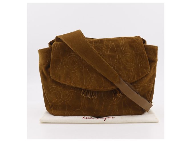Borsa a spalla con design a punto Salvatore Ferragamo Cammello - vista 18