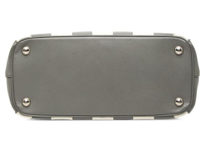 Borsa a mano a righe Galleria Medium di Prada Marrone Bianco - vista 3