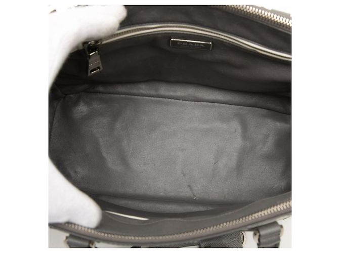 Borsa a mano a righe Galleria Medium di Prada Marrone Bianco - vista 4