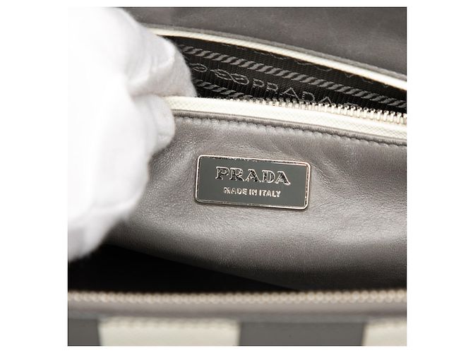 Borsa a mano a righe Galleria Medium di Prada Marrone Bianco - vista 5