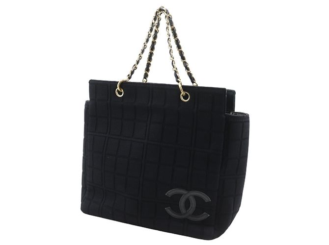 Borsa Tote in Jersey Nero con Catena Chanel - vista 2