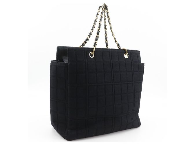Borsa Tote in Jersey Nero con Catena Chanel - vista 3