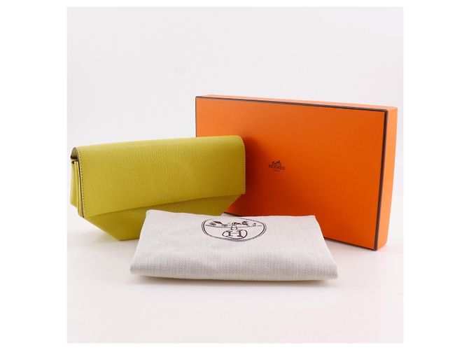Borsa Clutch Opry di Hermès in Pelle di Capra Gialla Giallo - vista 19