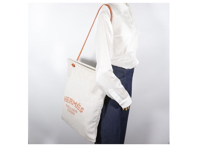 Borsa a Spalla Alain GM di Hermès Beige Arancione - vista 14