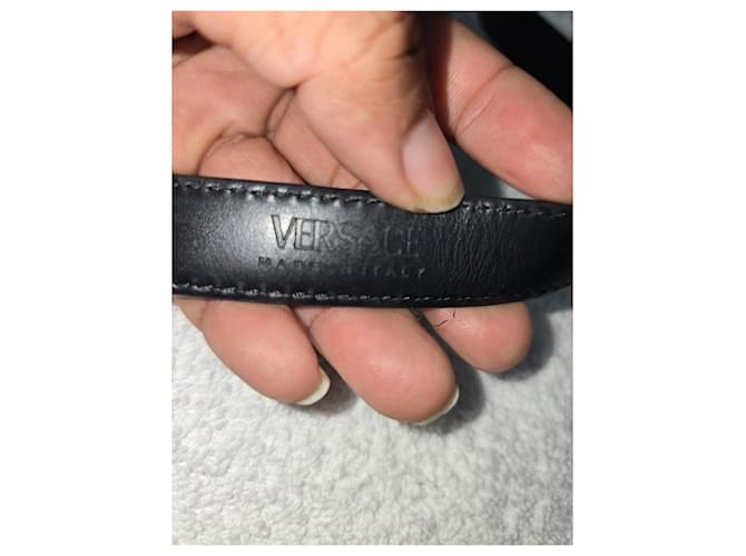 Medusa Versace-Gürtel mit goldenem Logo Schwarz Gold hardware - Ansicht 2