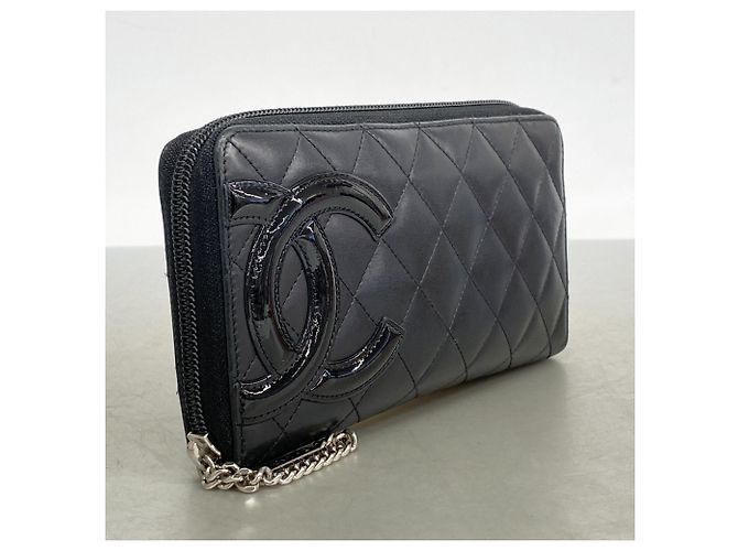 Chanel Cambon Langbörse aus Lammleder mit Lackfinish Schwarz - Ansicht 2