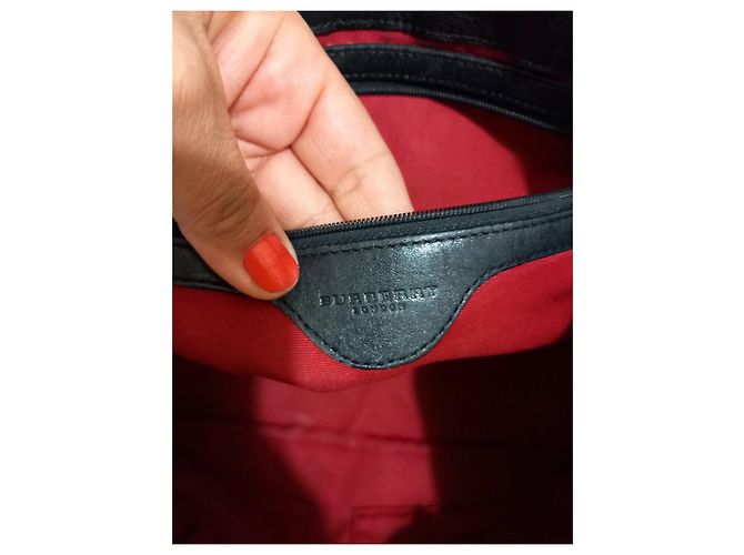 Borsa Burberry Check in Tela e Pelle Nero Multicolore Beige - vista 7