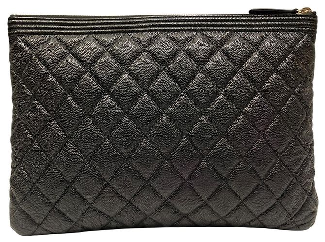 Borsa Clutch in Pelle Caviar Chanel Boy Nero - vista 2