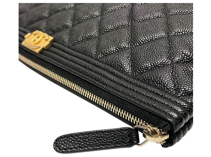 Borsa Clutch in Pelle Caviar Chanel Boy Nero - vista 8