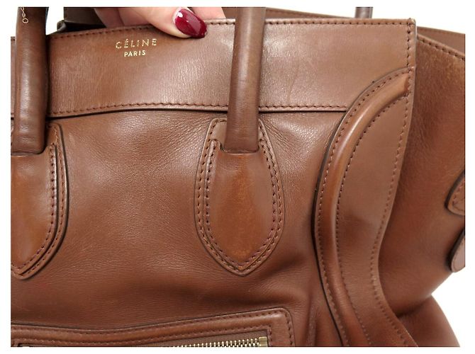 Céline BORSO A MANO CELINE LUGGAGE MEDIO IN PELLE MARRONE - vista 12