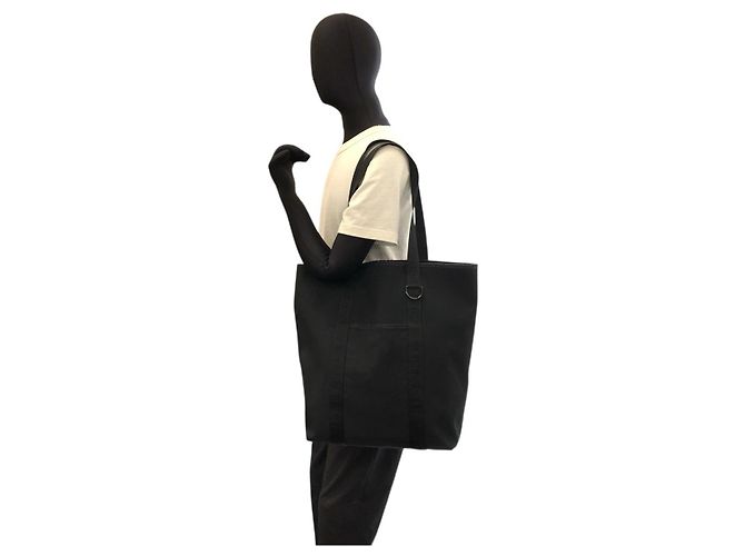 Céline Sac cabas vertical en toile Celine Noir - vue 5