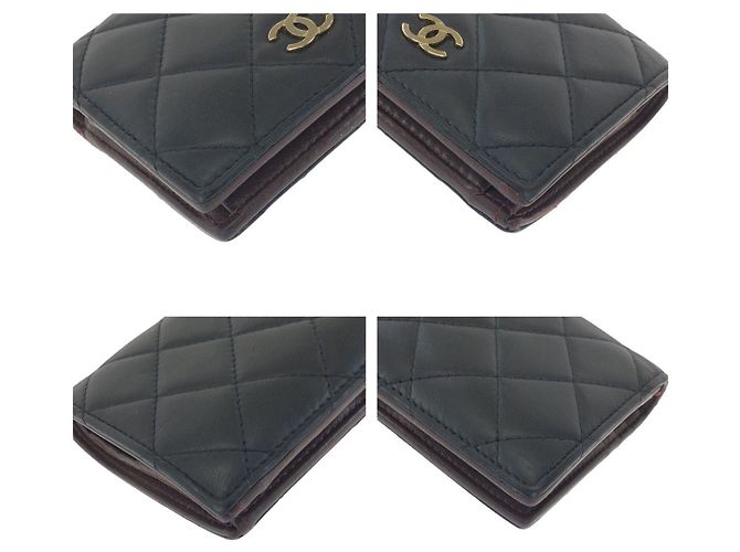 Billetera compacta de piel de cordero matelassé Chanel Negro - vista 3