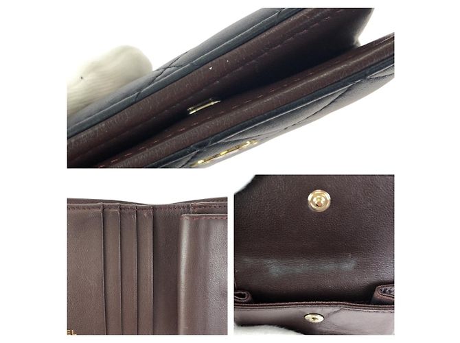 Billetera compacta de piel de cordero matelassé Chanel Negro - vista 7