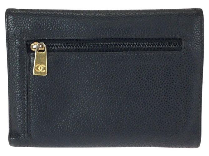 Chanel Vintage Kaviarhaut Compact Wallet Schwarz - Ansicht 2
