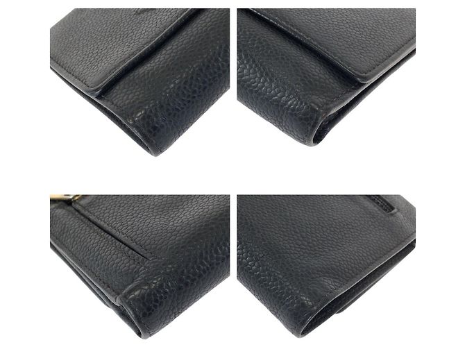 Chanel Vintage Kaviarhaut Compact Wallet Schwarz - Ansicht 3