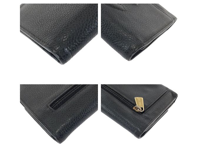 Chanel Vintage Kaviarhaut Compact Wallet Schwarz - Ansicht 4
