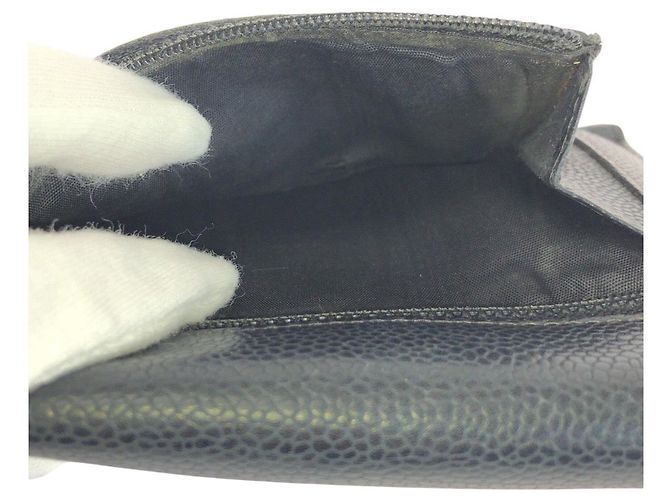 Chanel Vintage Kaviarhaut Compact Wallet Schwarz - Ansicht 9