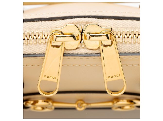 Gucci Leder Horsebit 1955 Mini-Handtasche Braun Beige - Ansicht 9
