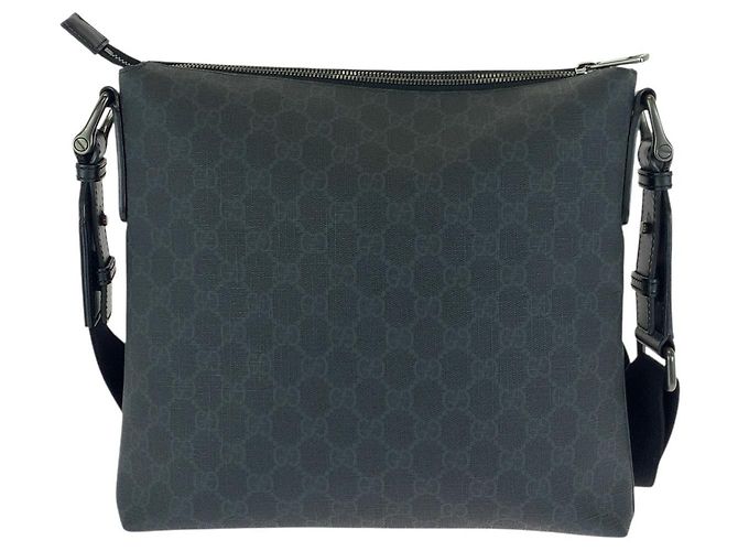 Gucci GG Supreme Canvas Leather Messenger Bag Black - view 2