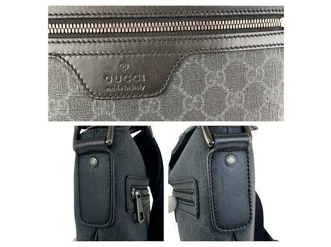 Gucci GG Supreme Canvas Leather Messenger Bag Black - view 5