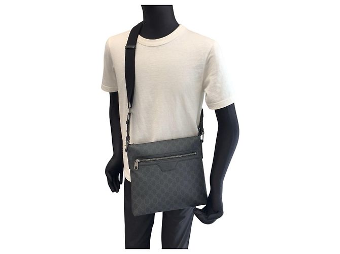 Gucci GG Supreme Canvas Leather Messenger Bag Black - view 6