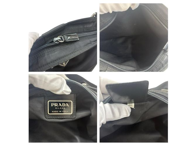 Bolsa de ombro Prada em nylon tessuto com logo triangular Preto - vista 7