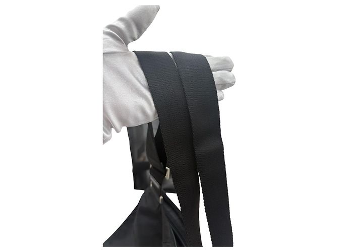 Bolsa de ombro Prada em nylon tessuto com logo triangular Preto - vista 9