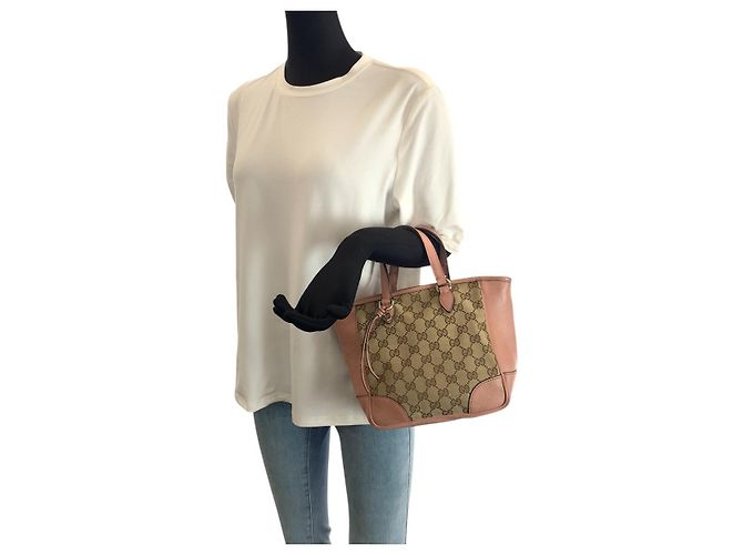 Gucci GG Canvas Leder Tragetasche Braun Beige - Ansicht 7