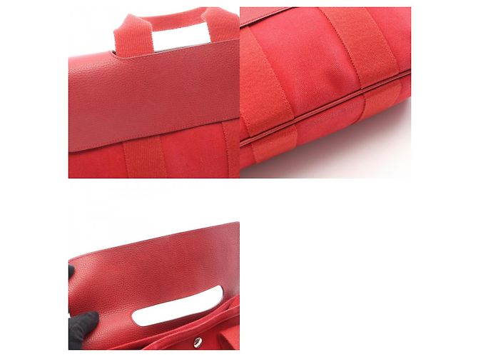 Hermès Borsa a mano in tela e pelle Hermes Valparaiso PM Rosso - vista 3