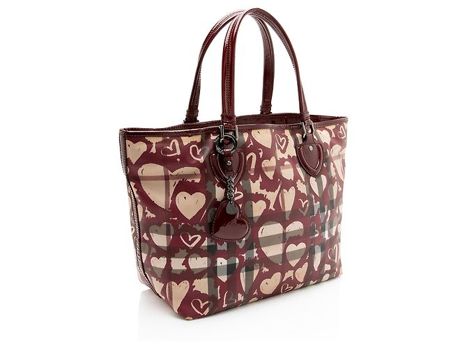 Burberry Nova Check Tasche mit Gemalten Herzen Braun Beige - Ansicht 2